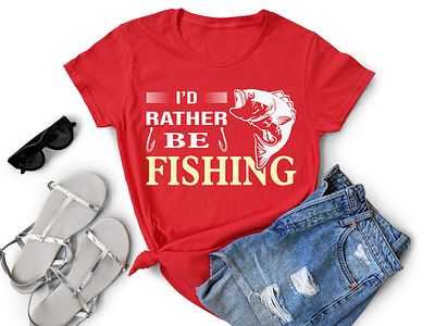 I'd Rather be Fishing T-Shirt Design branding dad design fishing graphic design hook id rather be fishing illustration mom people t shirt typography vector