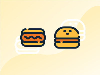 Hotdog or Burger burger filled outline hotdog icon iconography illustration mbe mbe style outline vector