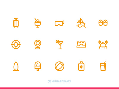 Summer Icons icon icon set iconography illustration outline ui vector