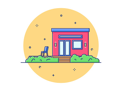 Tiny House building design house illustration lineart outline vector