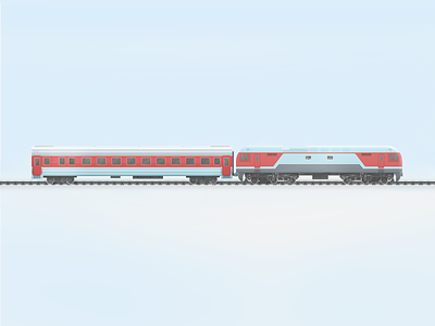 Train design illustration rails railway red road train