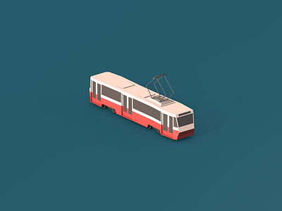 Isometric Tram 3d cars design flat game isometric tram transport