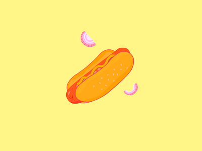 Vector Hotdog Icon 2d fastfood food hotdog icon illustration onion sausage vector