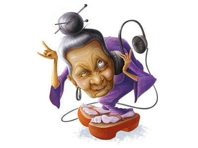 Cool Granny character cool design granny illustration music