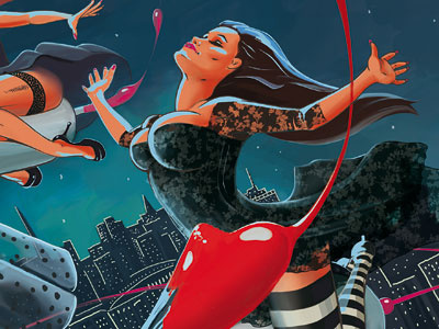 Divisan girls illustration nails night polish red witch