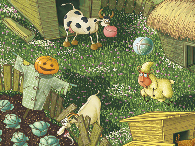 Farm animals character design illustration