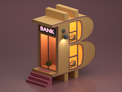B like a Bank 3d 3d artist 3d design 3dbank animation app b bank bitcoin blender branding design graphic design illustration logo motion graphics team ui uiux