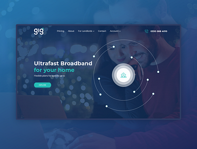 Gig Internet Provider Landing Page (WIP) broadband clean ui design landing page modern startup tech technology uidesign uiux ux design uxui web design website