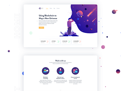 Crypto Blockchain Startup Landing Page UI/UX Design bitcoin blockchain crypto cryptocurrency defi landing page design metaverse nft nfts startup tech technology ui de ui design uidesign uxui virtual reality vr wallet website