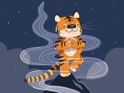 Zen Tiger art childrenillustration creative design graphic design illustration procreate tiger yoga