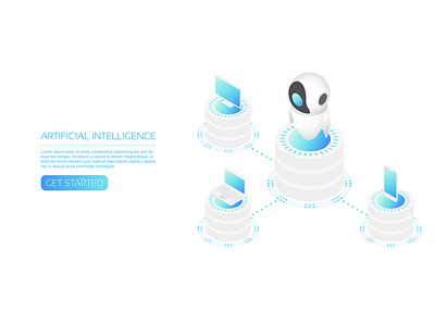 Ai assistant ai artificial intelligence assistant big data business computer database digital icon internet iot isometric network online robotic server technology user interface vector