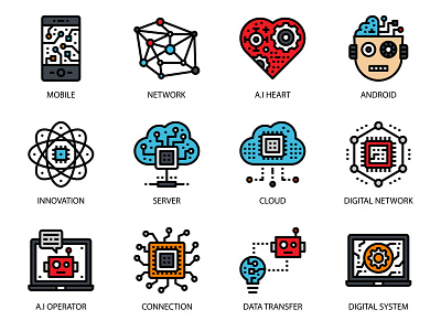 Artificial Intelligence fill outline app artificial intelligence computer cyborg design digital droid icon illustration innovation pixelperfect robot technology ui user interface vector