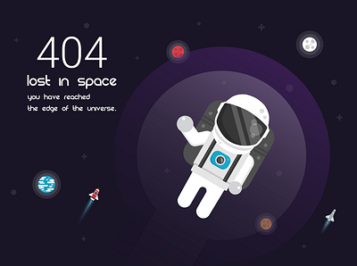 404 Error page (outer space) 404 error page astronaut astronomy background design education education website failure flat illustration internet maintenance moon problem science space spaceship technology ui vector