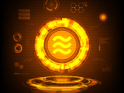 Libra coin hologram app artificial intelligence background blockchain business circle cryptocurrency design digital exchange futuristic hud gold hologram illustration libra money technology ui user interface vector