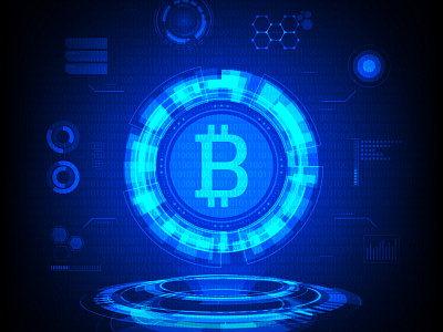 Bitcoin app artificial intelligence background binary bitcoin business cryptocurrency data digital e commerce futuristic hud hologram icon illustration infographics money technology ui user interface vector