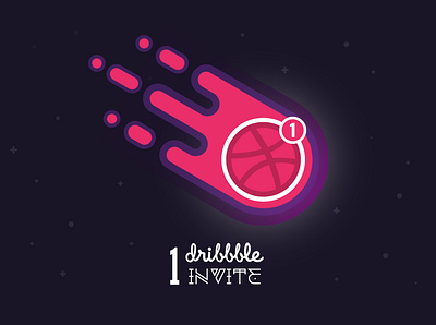 dribbble invite asteroid background comet debut design dribbble gift giveaway giveaways illustration invitation invite meteor ticket vector