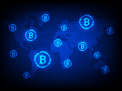 Bitcoin global network app binary bitcoin blockchain business communication cryptocurrency digital futuristic hud global hologram icon illustration map money network technology ui user interface vector