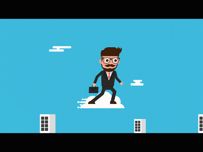 Businessman businessman cartoon character cloud flat fly motion graphic sky traffic travel video