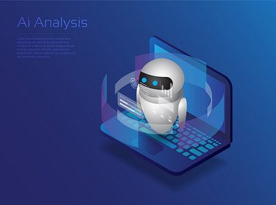 Ai analysis ai analysis android application artificial intelligence background chatbot computer hologram icon illustration isometric monitor notebook robot robotic technology ui user interface vector