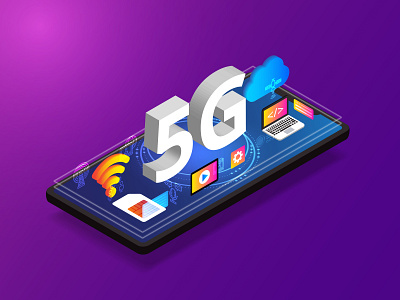 Isometric 5G technology 5g app cloud communication connection design digital flat icon illustration iot isometric mobile phone smartphone technology ui user interface vector wifi wireless