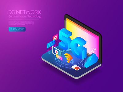 Isometric 5G technology 5g app background cloud communication computer connection digital flat icon illustration iot isometric network technology ui user interface vector wifi wireless