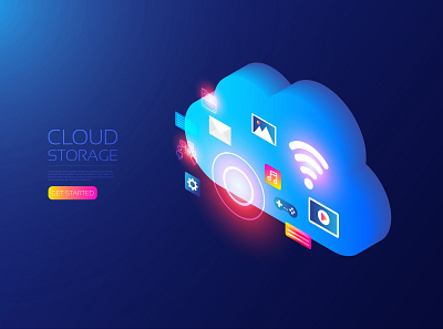 Isometric cloud service background cloud communication connection data entertainment file hologram internet isometric online server service storage technology ui user interface vector wifi wireless