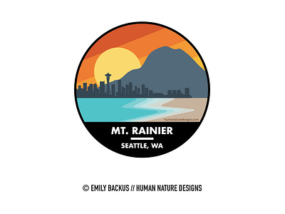 Mount Rainier, Washington Badge - Human Nature Designs branding design illustration logo logo design mount rainier outdoor seattle washington washington design washington logo