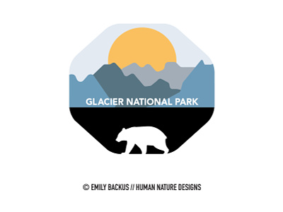 Glacier National Park Badge - Human Nature Designs badge brand identity branding design glacier glacier national park graphic design illustration logo montana national park national parks outdoor vector