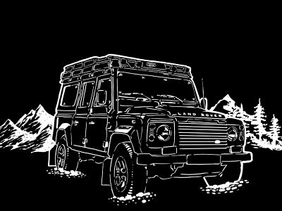 land rover defender in natural habitat art defender design draw graphic ill illustration landrover