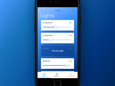 Settings app blue daily home light screen security smart tab temperature ui