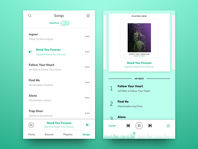 Music Player app clean daily green material music phone player screen ui