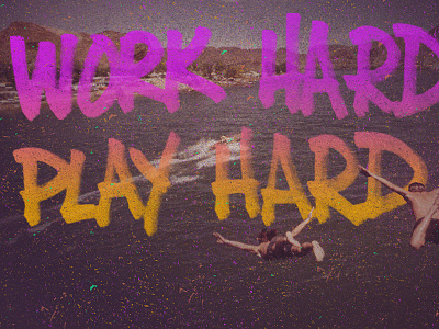 Playin' Hard brush distressed gradient grunge neon paint pen swim type typography wallpaper