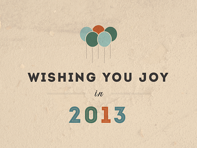 Happy New Year Greeting balloon blue green new year orange postcard texture vintage