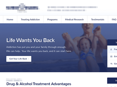 Alcohol & Drug Treatment Hospital [website] blue corporate design draft homepage hospital website