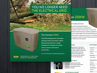 The Champion 20KW Handout design flyer handout print print design