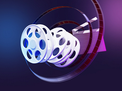 Film strip tape. Intro section 3d blender design icon illustration