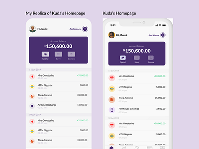 Kuda's Dashboard Replica app design dashboard fintech ui ui replica design