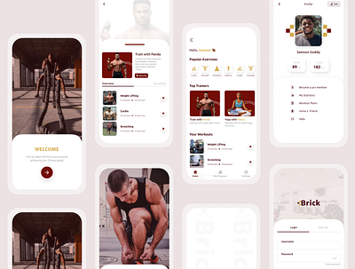 Brick; A fitness mobile design app design exercise fitness fitness design app ui