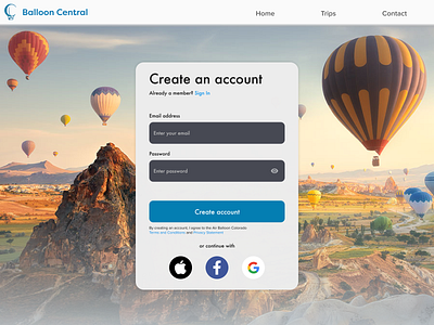 Sign Up Page dailyui hotairballon sign up page signup ui