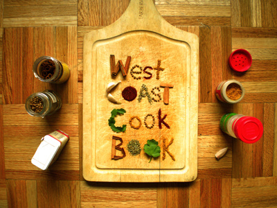West Coast Cook Book cook book handmade natural spices type treatment typography wooden