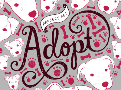 Project Pet T-Shirt adoption bones dogs feminine girly lettering paw prints pit bull puppies script shirt tshirt