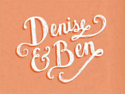 Denise and Ben feminine hand lettering invitations lettering pastel shadow sketch summer typography wedding