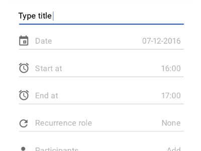 Android Material Design App #2 active android app date design icon material placeholder recurrence time