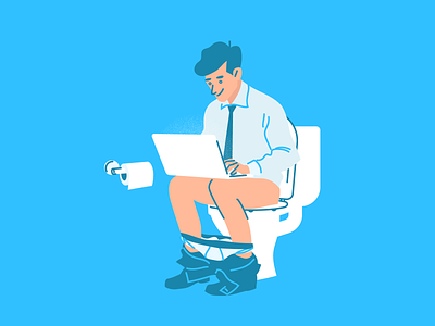 Working From Home adobe blue character design design illustration illustrator laptop working from home