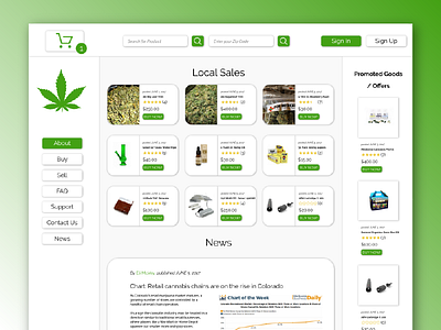 Marketplace for Weed and Vaporizers ecommerce green minimalistic product webdesign weed