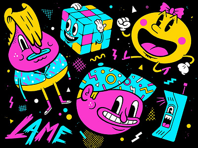 Randoms - 80s Edition applepencil brickphone doodle flockofseagulls illustration ipadpro mspacman procreate rubicscube sketch sketchbook surferdude