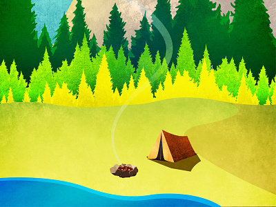 Outdoors Adventure Guide Cover illustration art camping friendly illustration outdoors simple stylized texture vector