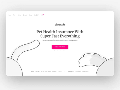 Lemonade Pet Insurance animation cat design dog illustrations lemonade lottie pet pink