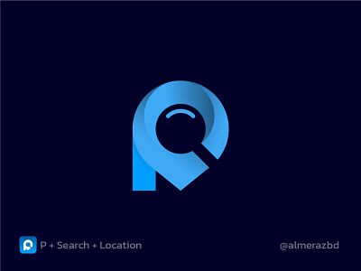 Letter P Location & Search Logo design abdullahalmeraz almerazbd branding callygraphy design graphic design icon logo illustration illustrator letter p logo location logo logo logo for client logo for sell logo idea logo practice minimal logo modern logo search logo vector