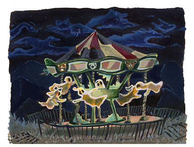 Haunted Carousel design illustration painting